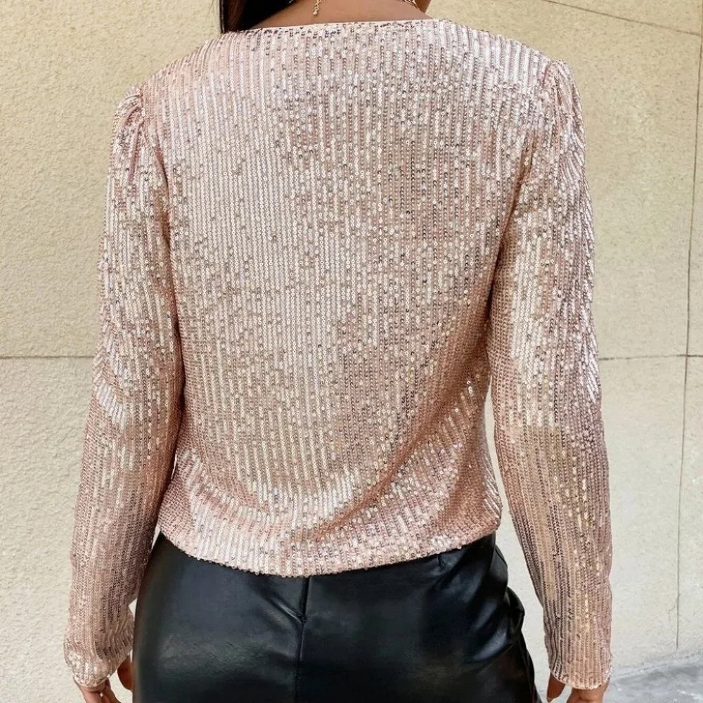 glam rose gold holiday sequin jacket classy - Picture 6 of 6